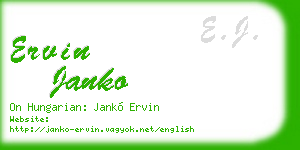 ervin janko business card